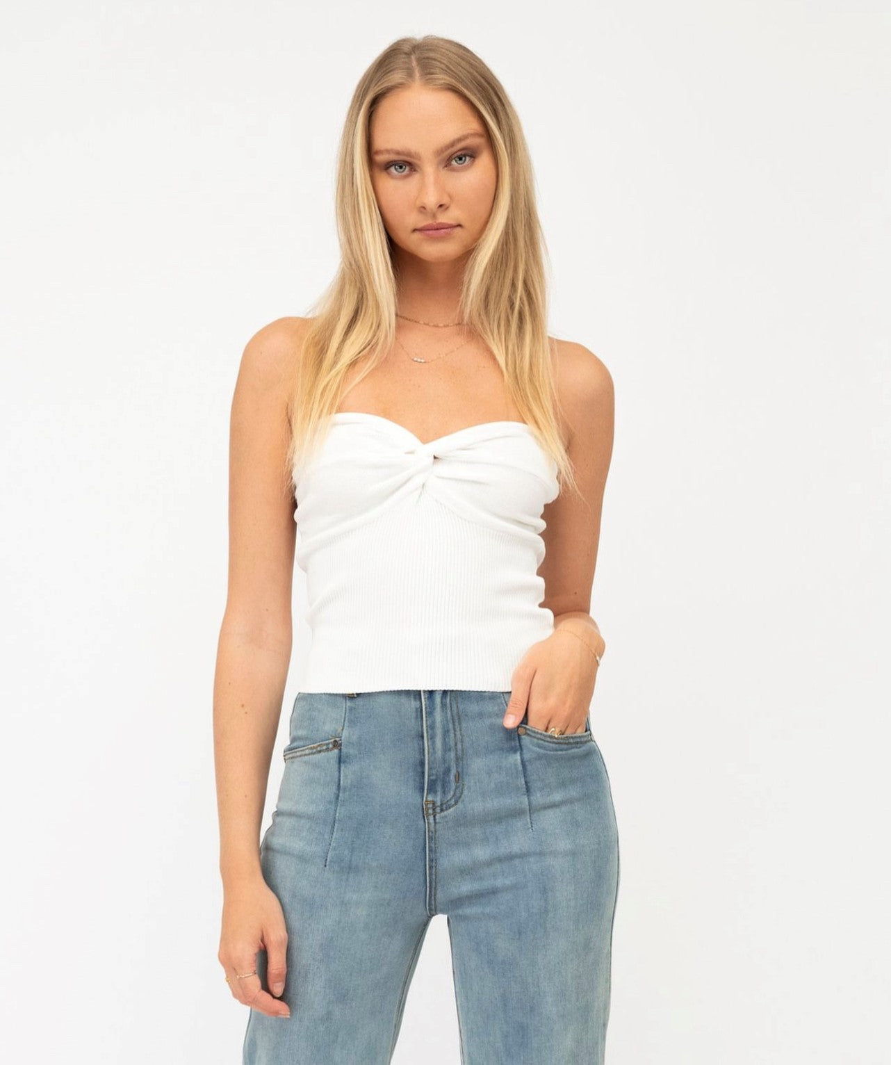 Zara Strapless Knit Bandeau - White Zara Strapless Knit Bandeau - White