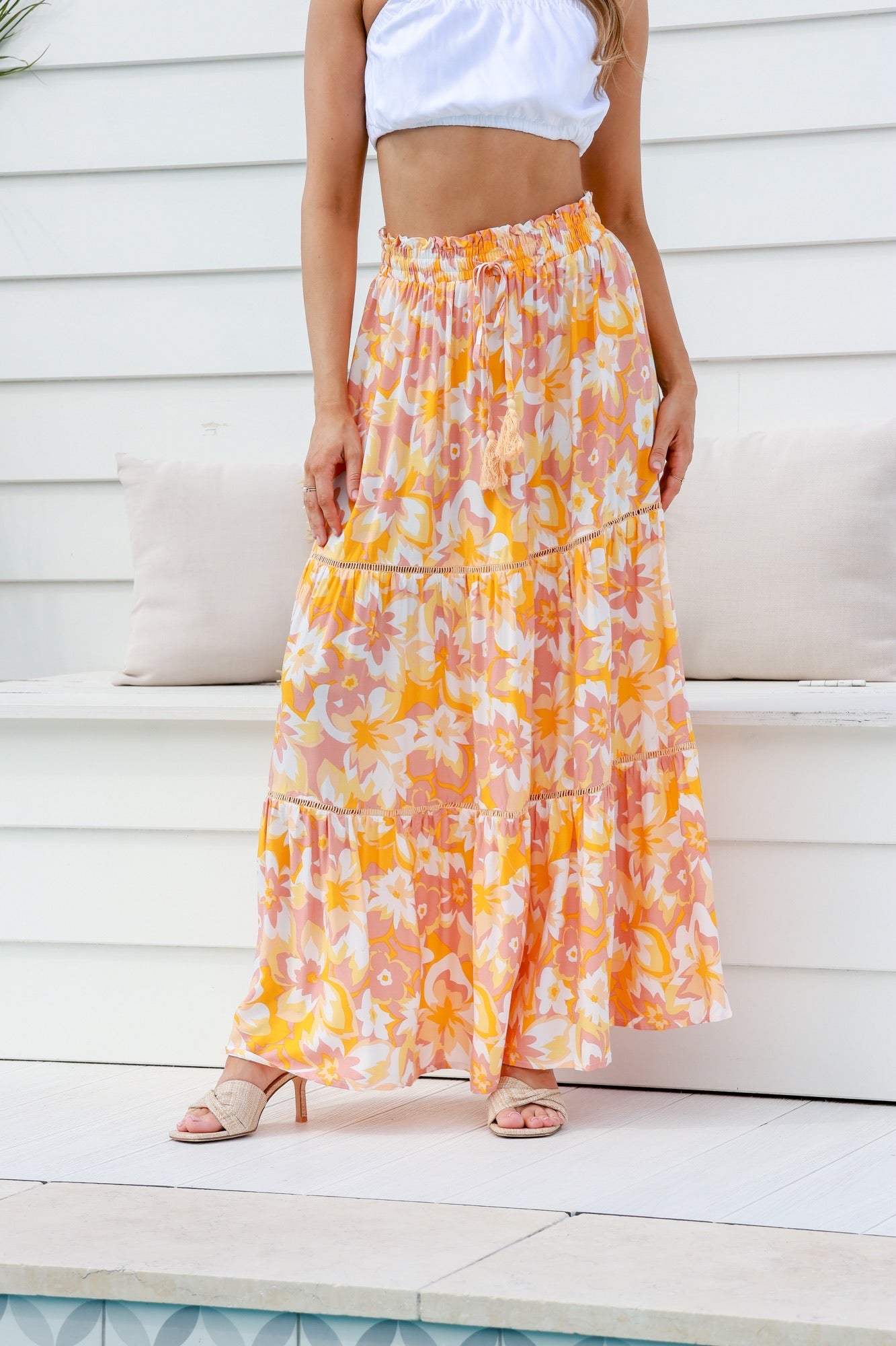 Kailani Tropical Skirt - Orange/Pink