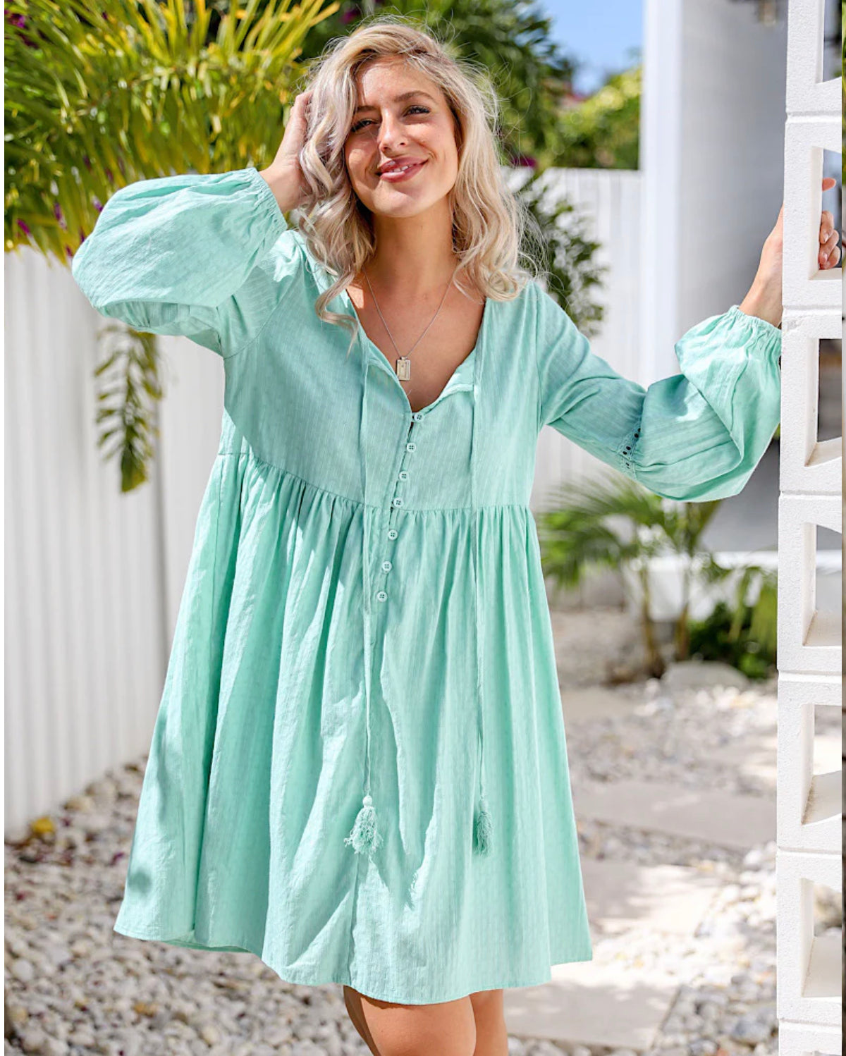 Maggie Tassel Dress - Mint