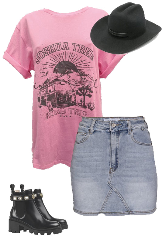 Joshua Tree Road Trip Tee - Pink