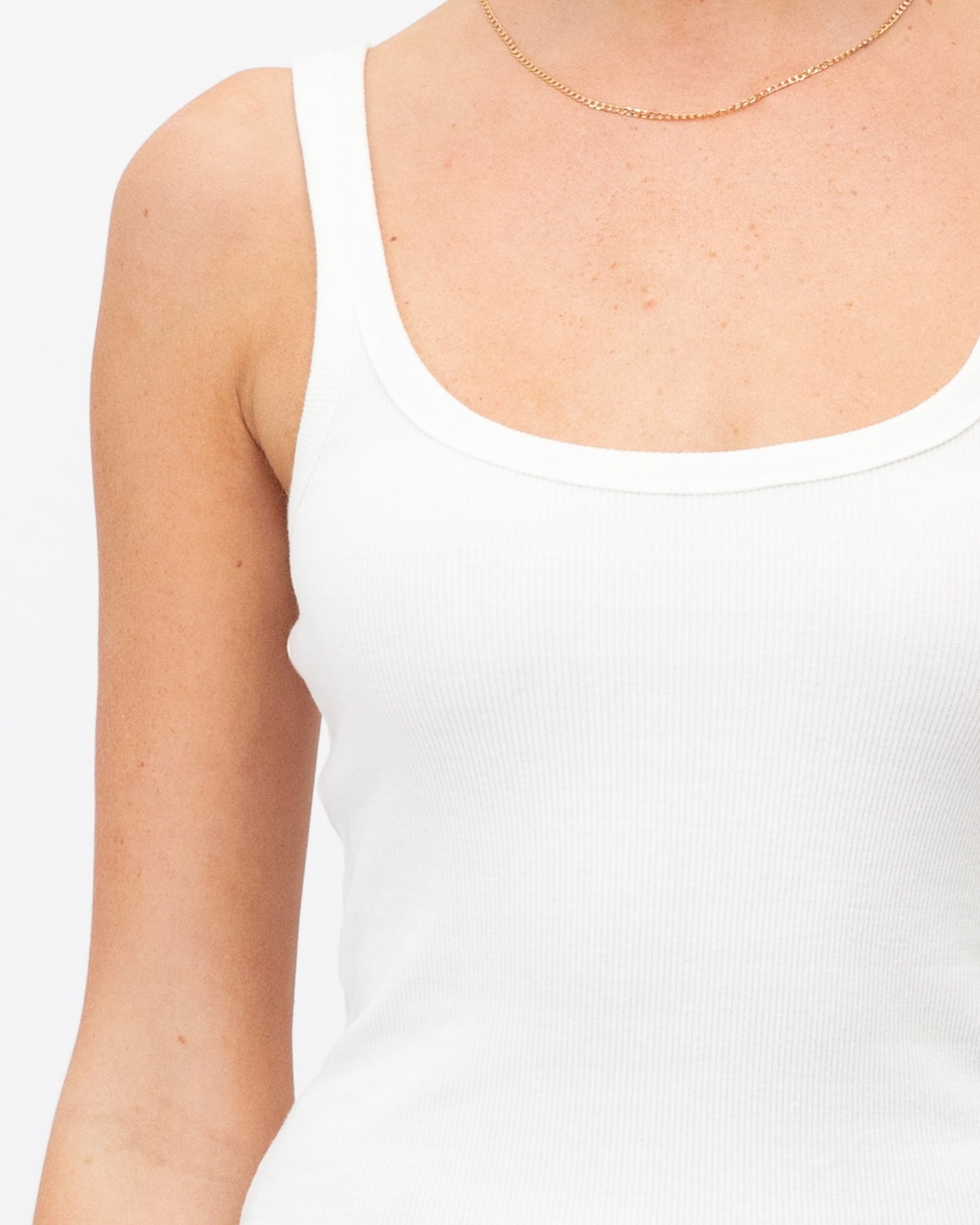 Ella Ribbed Knit Tank Top - White