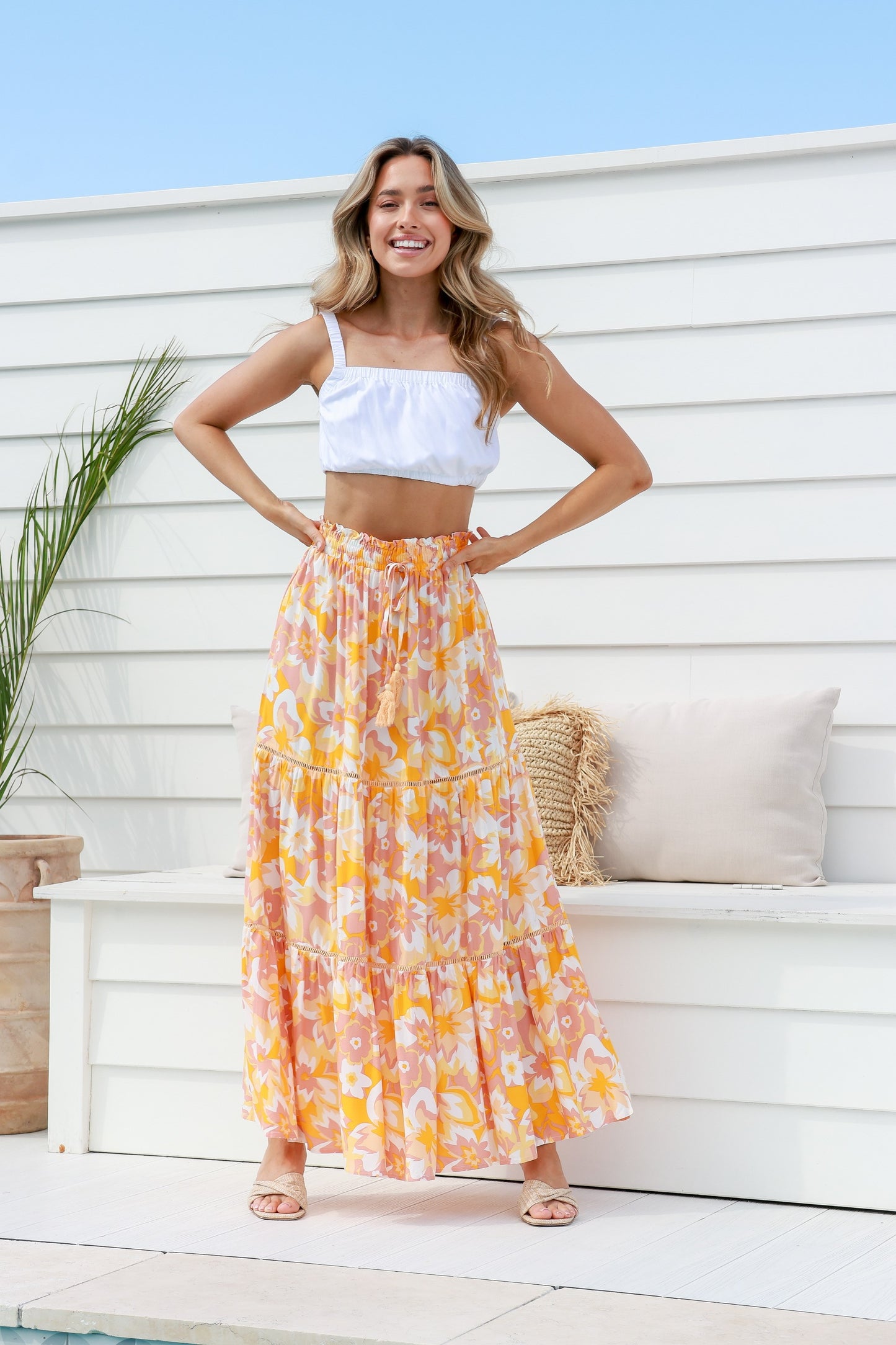 Kailani Tropical Skirt - Orange/Pink