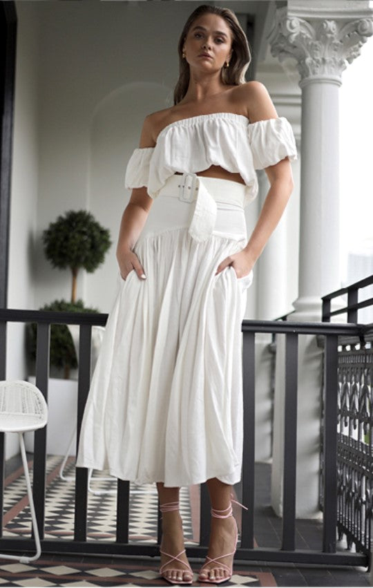 Amelia Corset Maxi Skirt - White